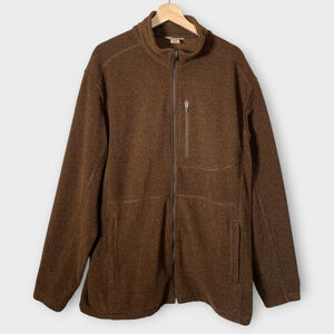 DULUTH TRADING Park Point Fleece Jacket Men's LARGE TALL Brown Full Zip Outdoor